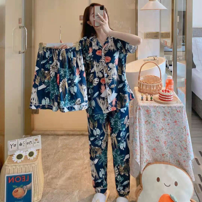 ExceLux's Pure Milk Silk fabrics || Floral Dream Korean-Style Australian Summer Pajama Set for Women