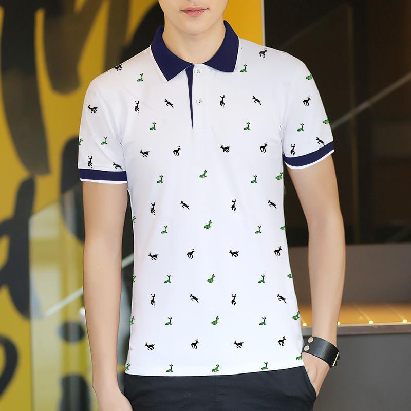 Men’s Casual Polo Shirt – Embroidered Pattern Slim Fit Polo