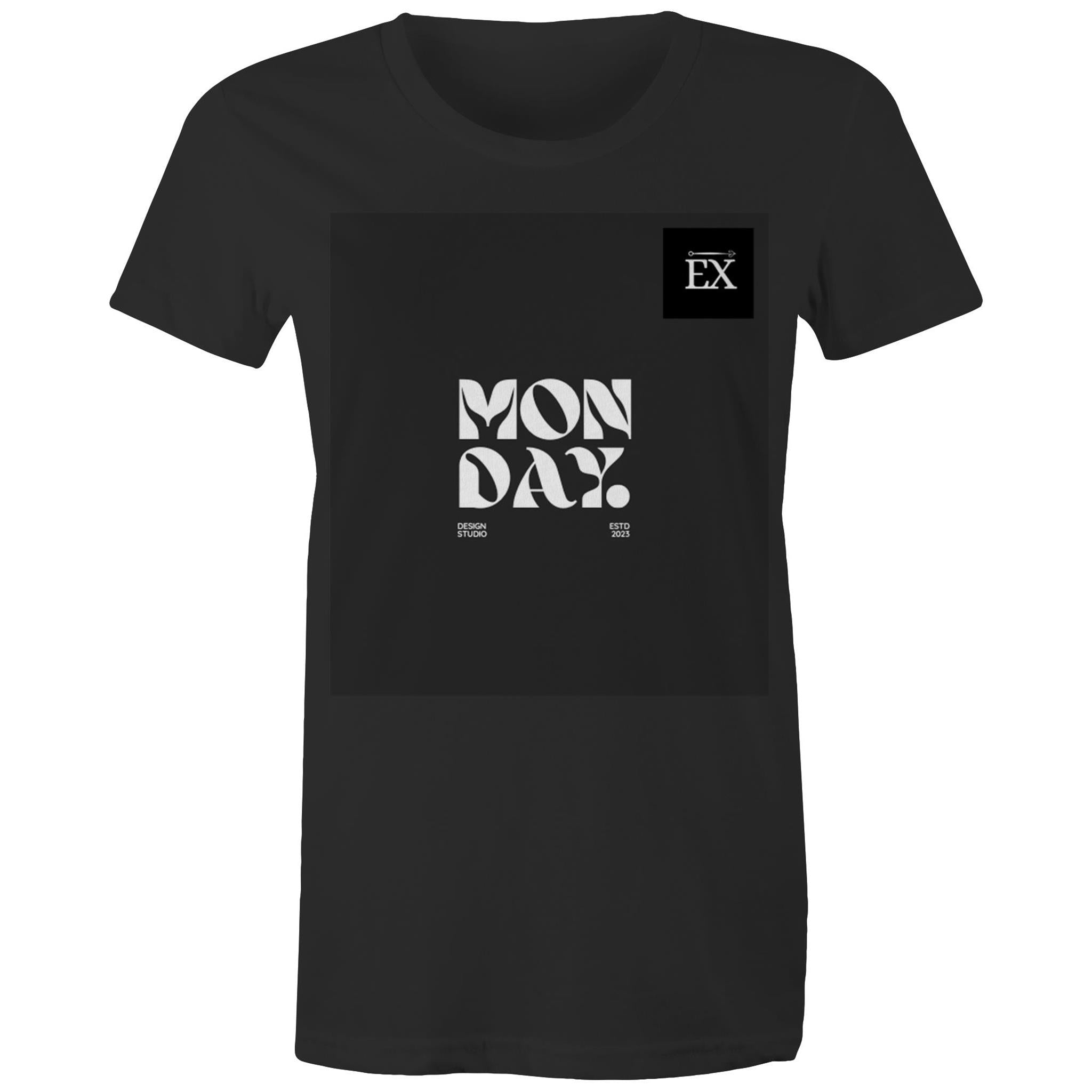 "MONDAY" - Graphic Printed Classic 100% Combed cotton ||AS Colour - Women's Maple Tee || ExceLux E-edition