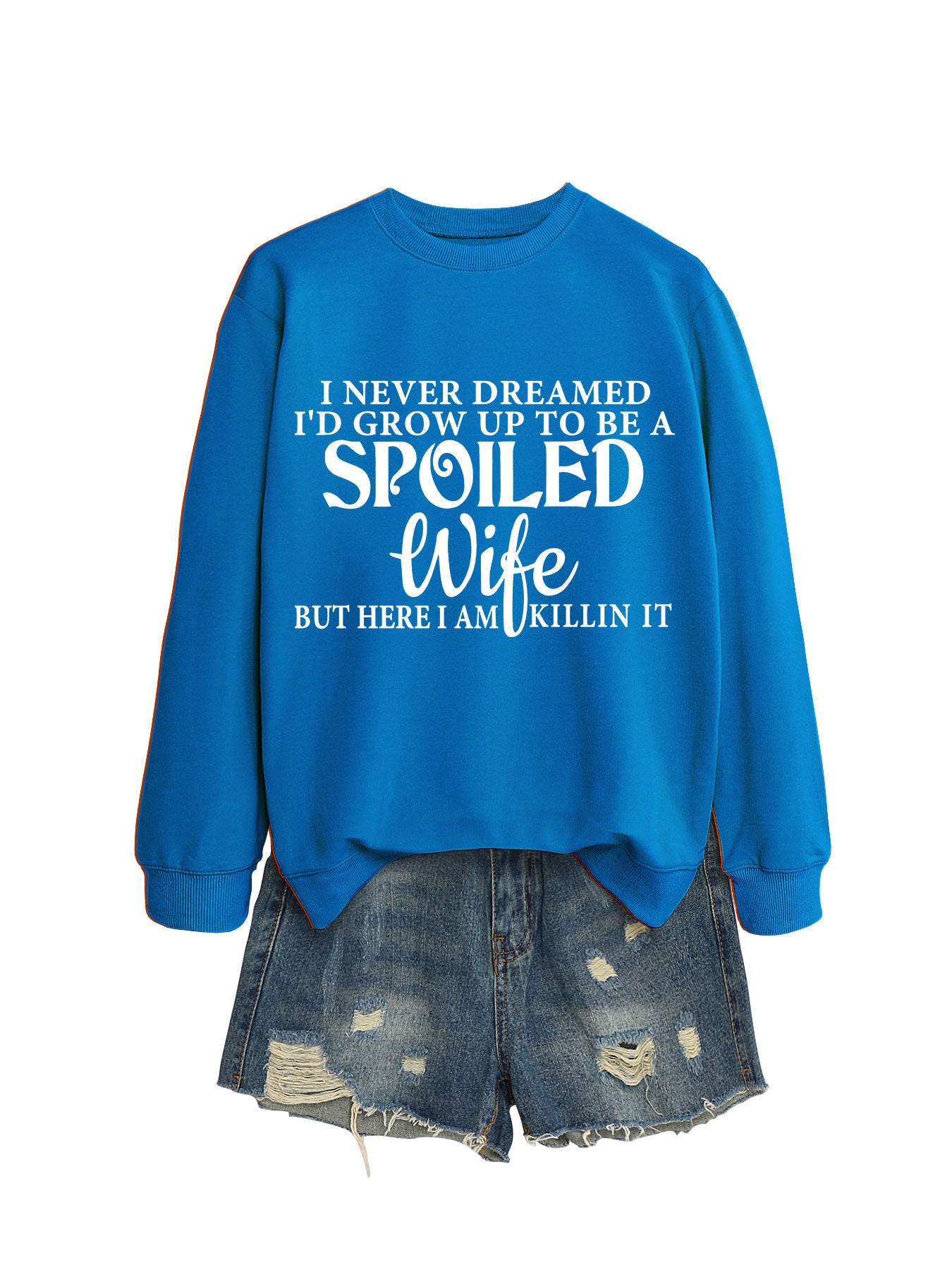 Casual Letters Printed Crew Neck Sweatshirt Women