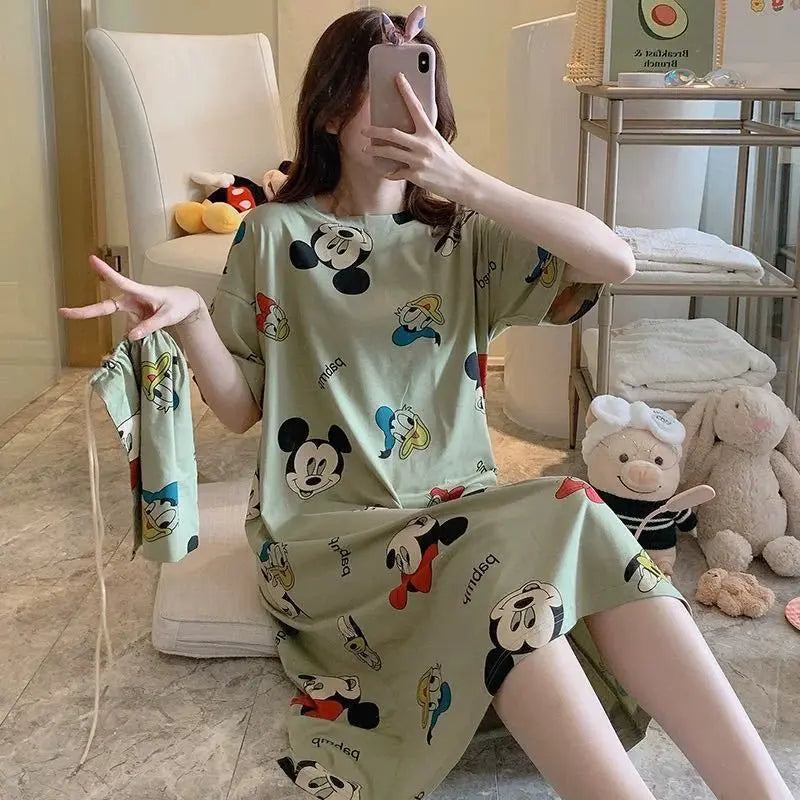 "Cute Mickey Pajamas Set – Women's Summer Nightdress | Homewear Loungewear"