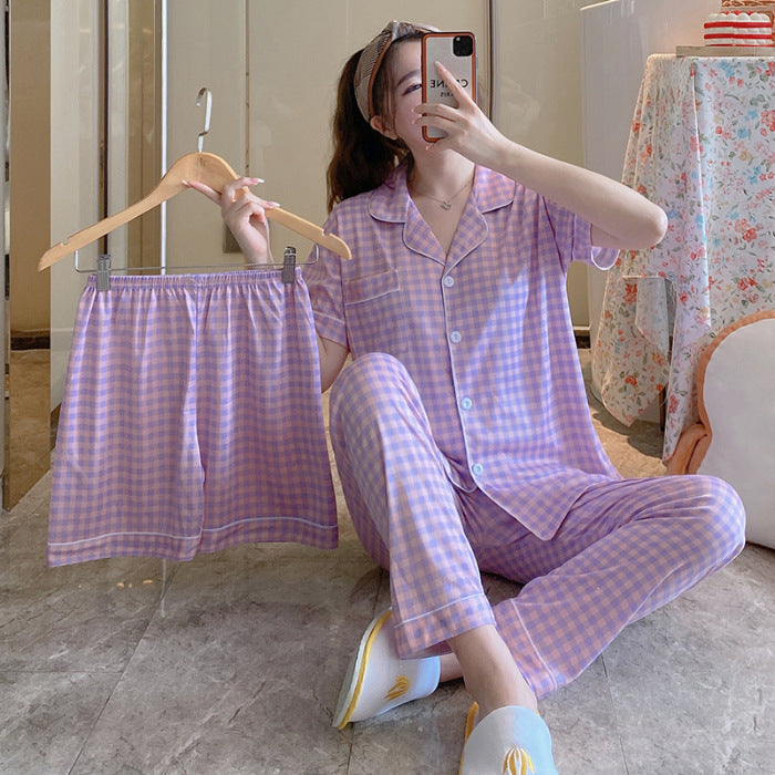 ExceLux's Pure Milk Silk fabrics || Floral Dream Korean-Style Australian Summer Pajama Set for Women