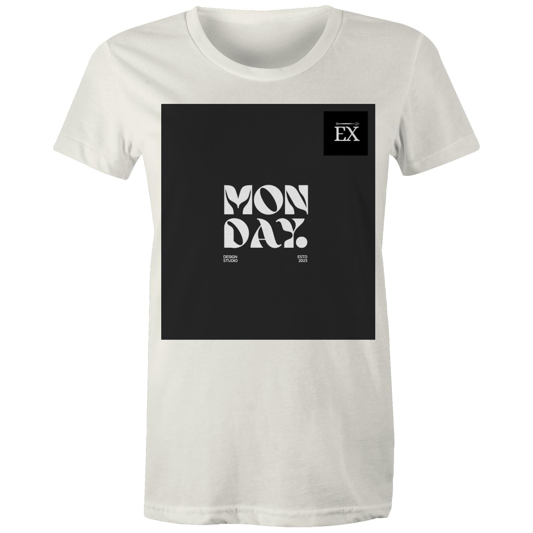 "MONDAY" - Graphic Printed Classic 100% Combed cotton ||AS Colour - Women's Maple Tee || ExceLux E-edition