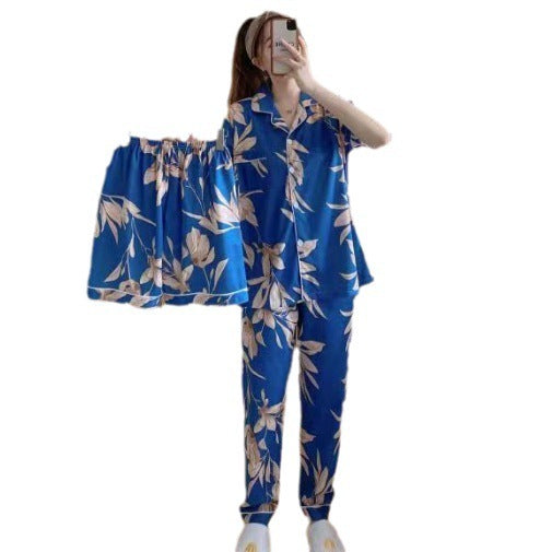 ExceLux's Pure Milk Silk fabrics || Floral Dream Korean-Style Australian Summer Pajama Set for Women