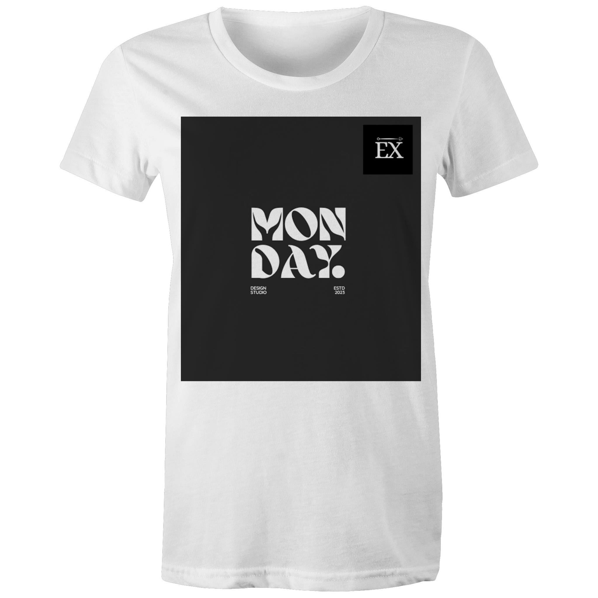 "MONDAY" - Graphic Printed Classic 100% Combed cotton ||AS Colour - Women's Maple Tee || ExceLux E-edition