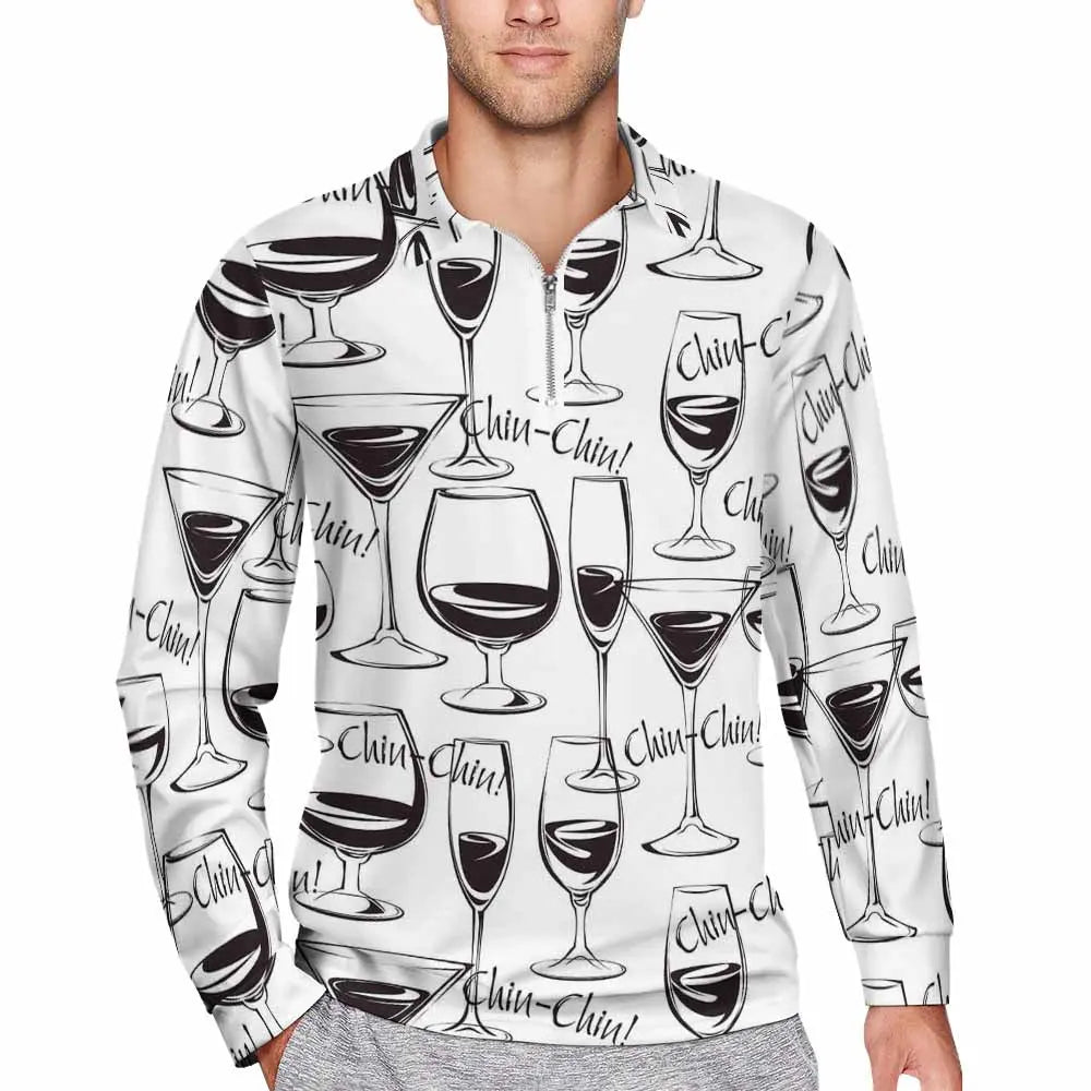 Wine Glass Print Zipper Sweatshirt – 2025 Edition | ExceLux - 2025