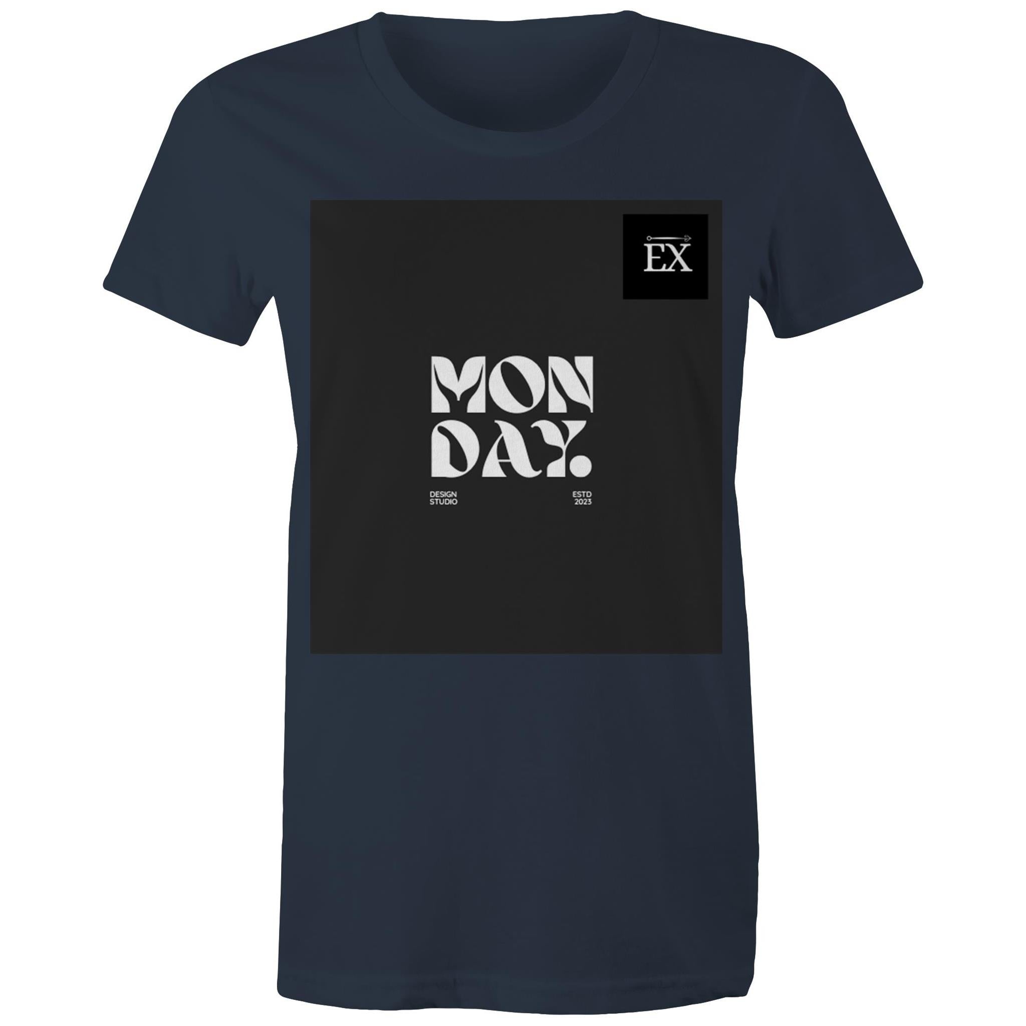 "MONDAY" - Graphic Printed Classic 100% Combed cotton ||AS Colour - Women's Maple Tee || ExceLux E-edition