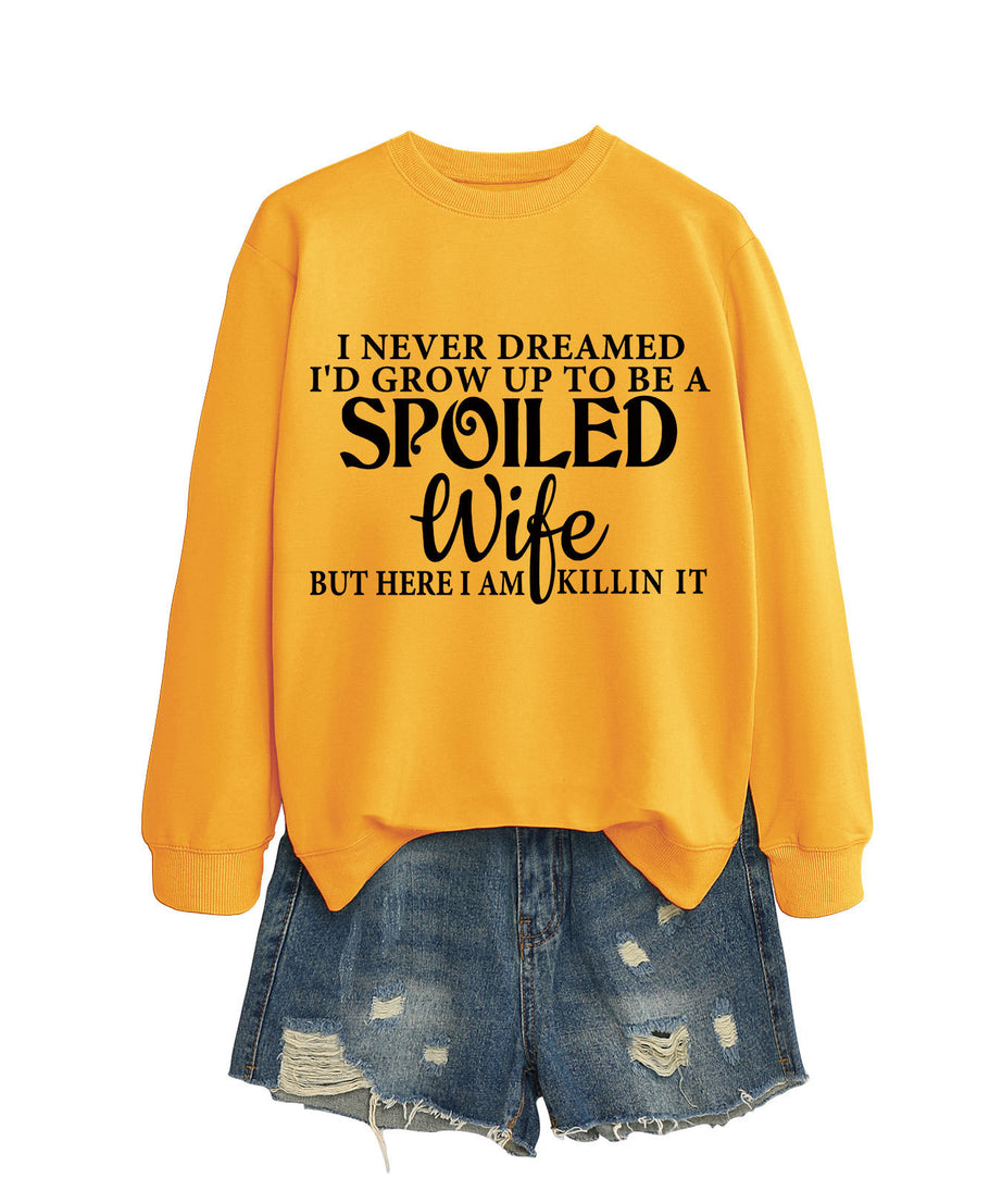 Casual Letters Printed Crew Neck Sweatshirt Women
