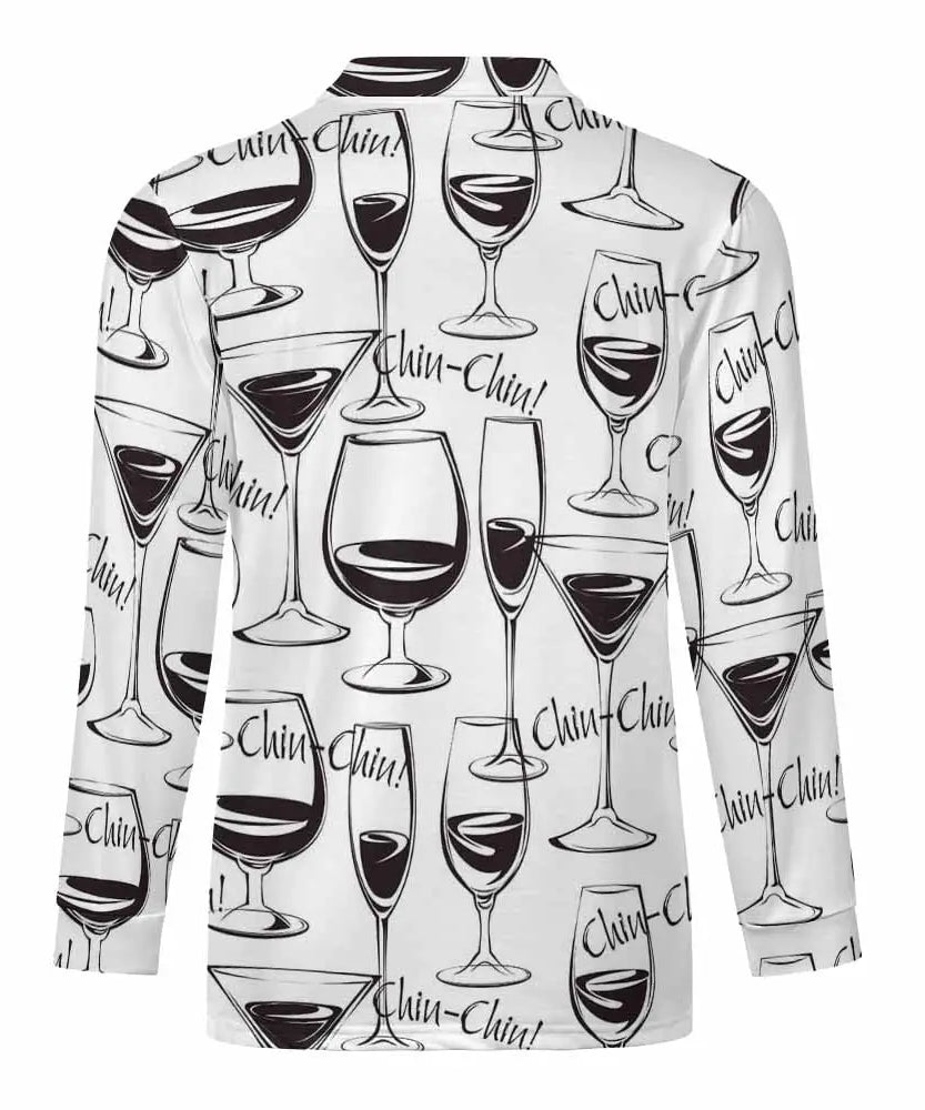 Wine Glass Print Zipper Sweatshirt – 2025 Edition | ExceLux - 2025
