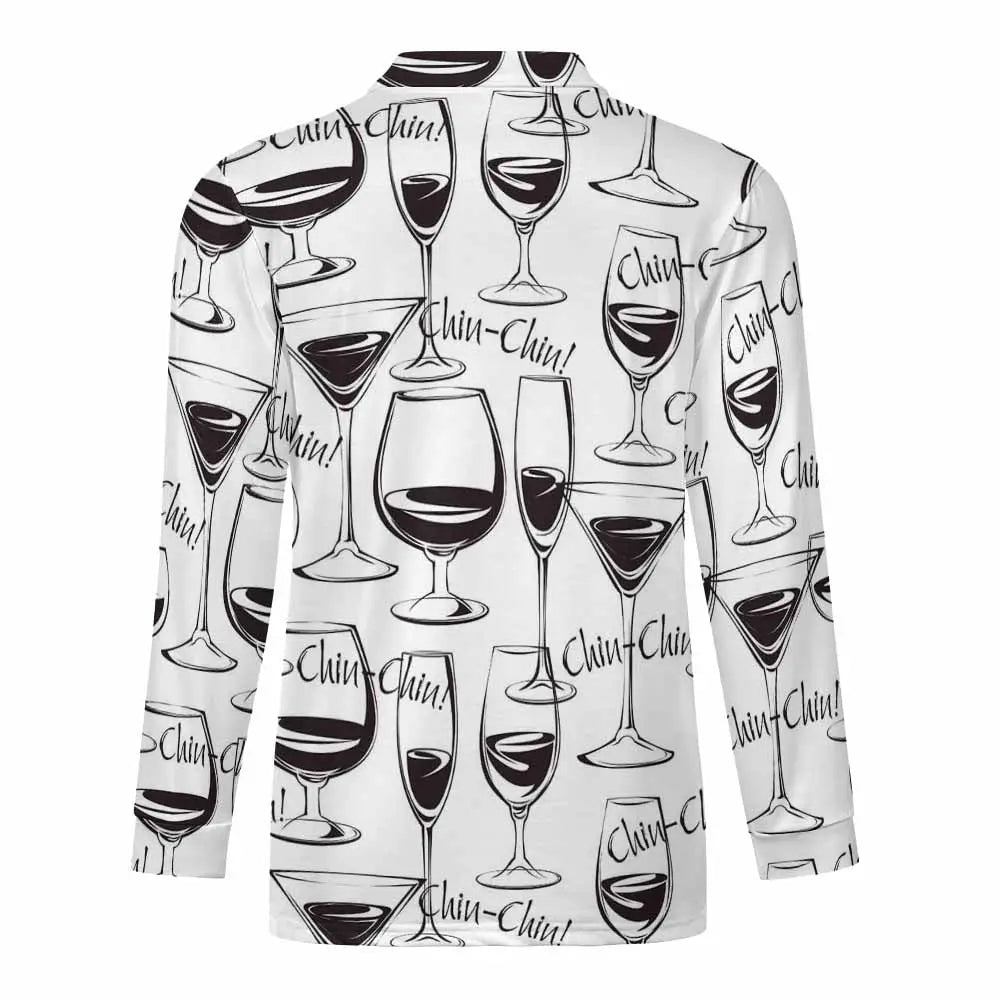 Wine Glass Print Zipper Sweatshirt – 2025 Edition | ExceLux - 2025