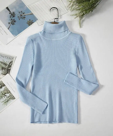 ExceLux - Classic Ribbed Knit Turtleneck – Soft Slim Fit Winter Sweater
