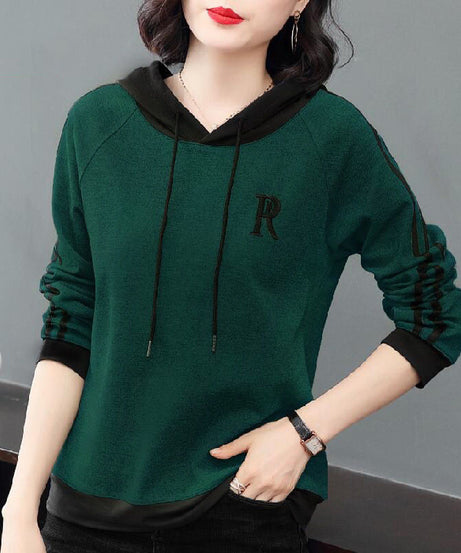 Women’s Casual “R” Contrast Hoodie – Lightweight Pullover with Stylish Letter Print