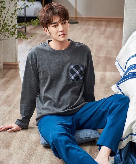 Pure Cotton Can Be Worn Outside Men's Pajamas Cotton Pullover