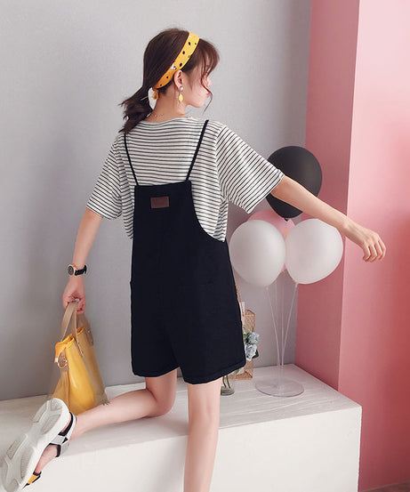 Kawaii Overall Shorts Set – 2-Piece Casual Cute Comfort