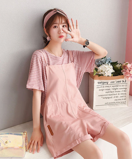 Kawaii Overall Shorts Set – 2-Piece Casual Cute Comfort