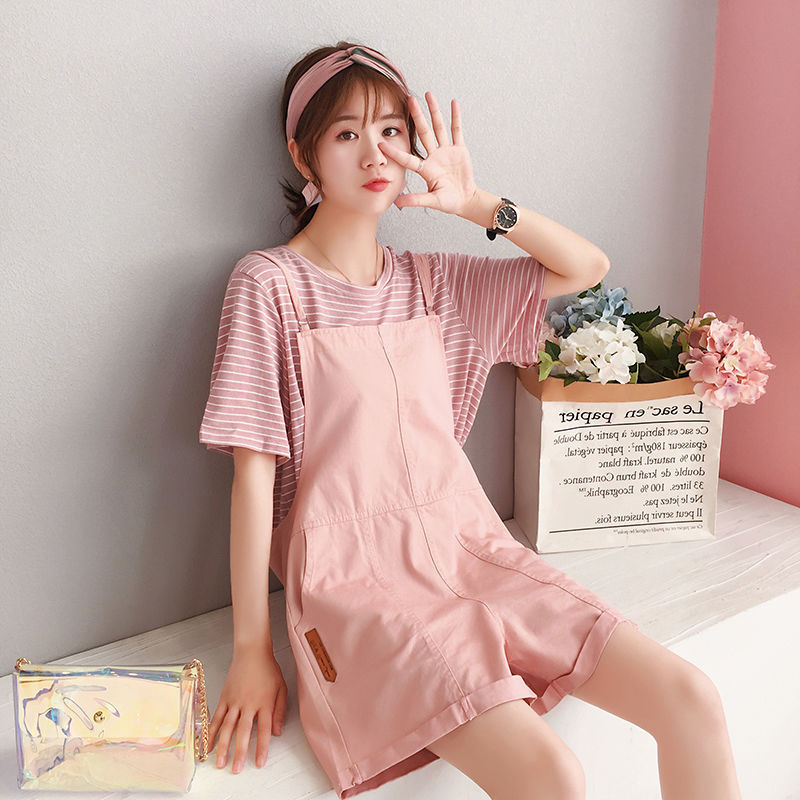 Kawaii Overall Shorts Set – 2-Piece Casual Cute Comfort
