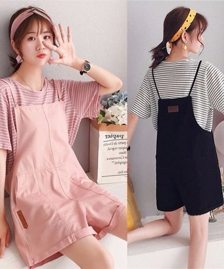 Kawaii Overall Shorts Set – 2-Piece Casual Cute Comfort