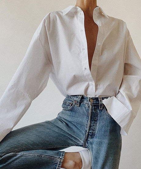 Oversized Cotton Button-Up Shirt – Classic, Minimal & Chic