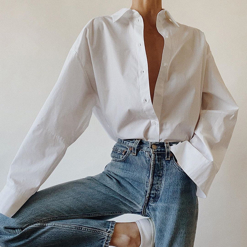Oversized Cotton Button-Up Shirt – Classic, Minimal & Chic