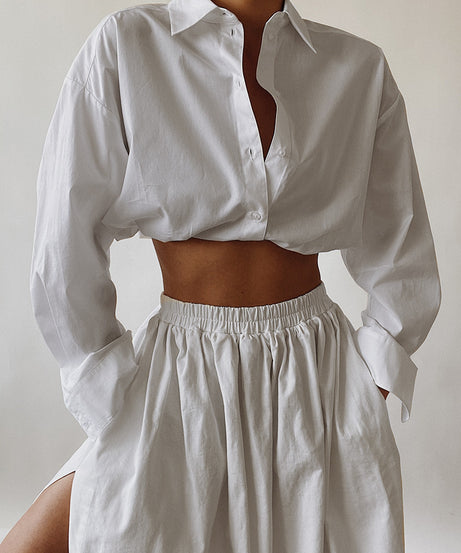 Oversized Cotton Button-Up Shirt – Classic, Minimal & Chic