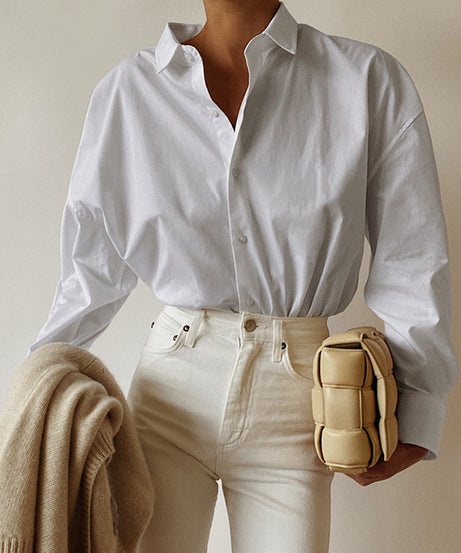 Oversized Cotton Button-Up Shirt – Classic, Minimal & Chic