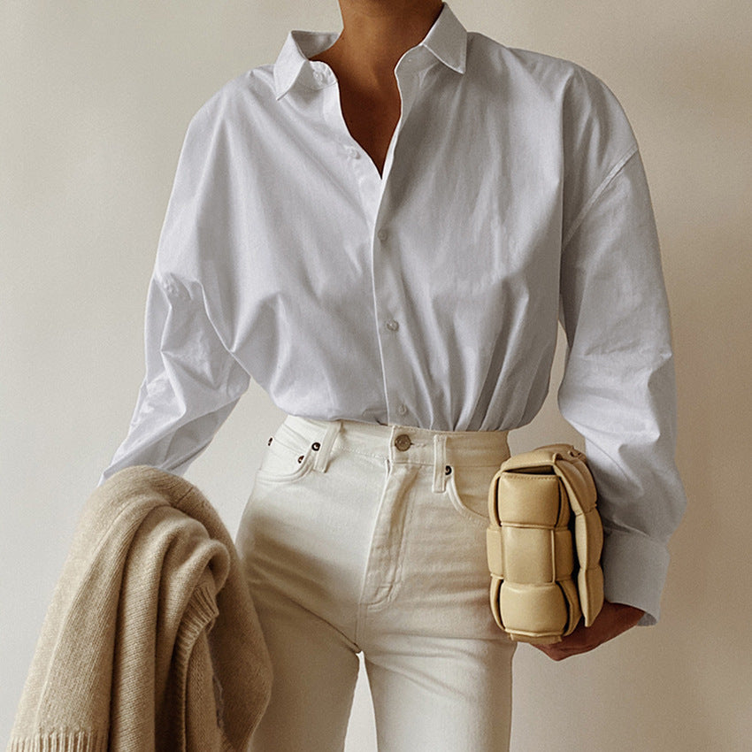 Oversized Cotton Button-Up Shirt – Classic, Minimal & Chic