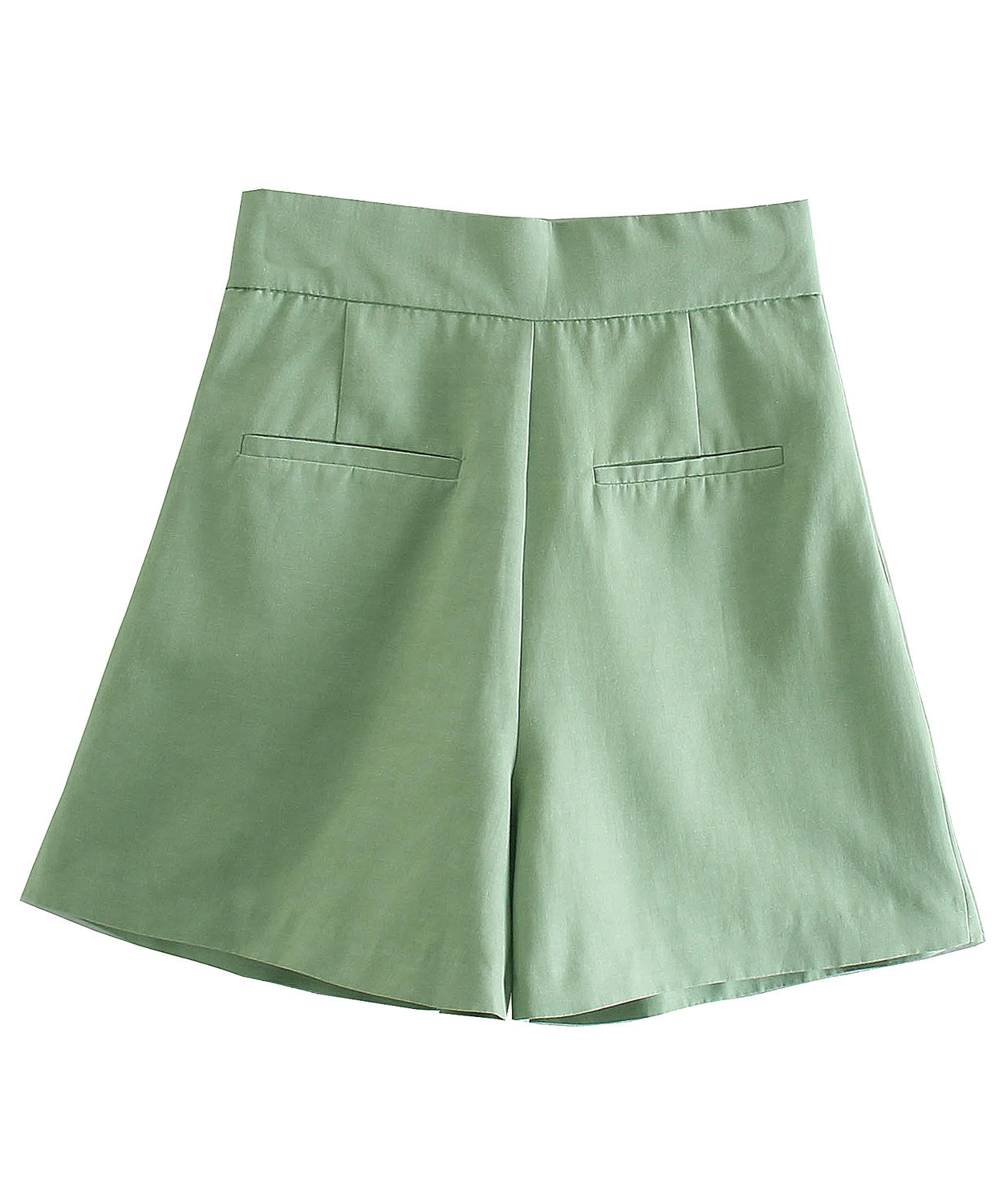 Sage Green Tailored Two-Piece Set – Cropped Blazer & High-Waist Shorts