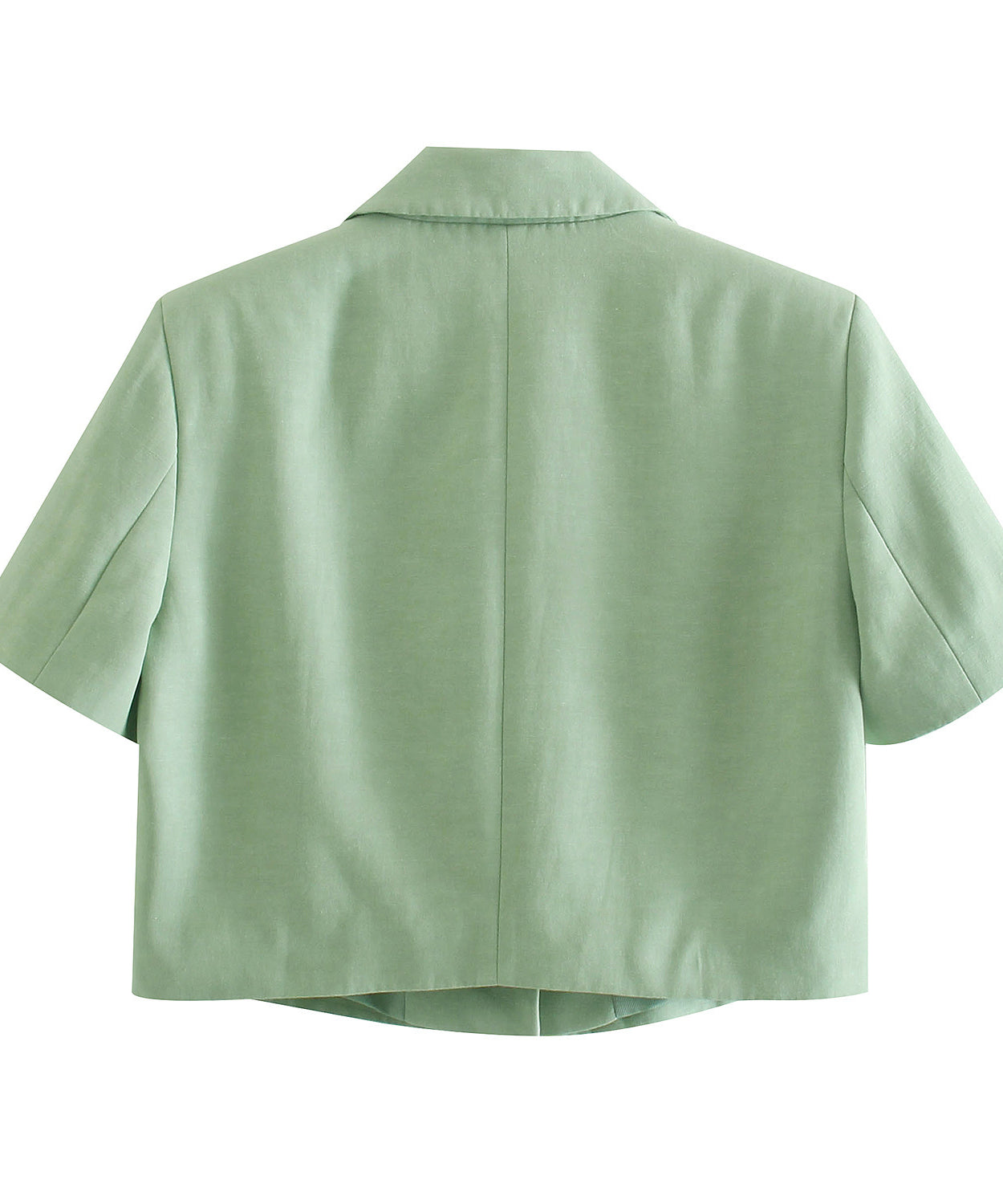 Sage Green Tailored Two-Piece Set – Cropped Blazer & High-Waist Shorts