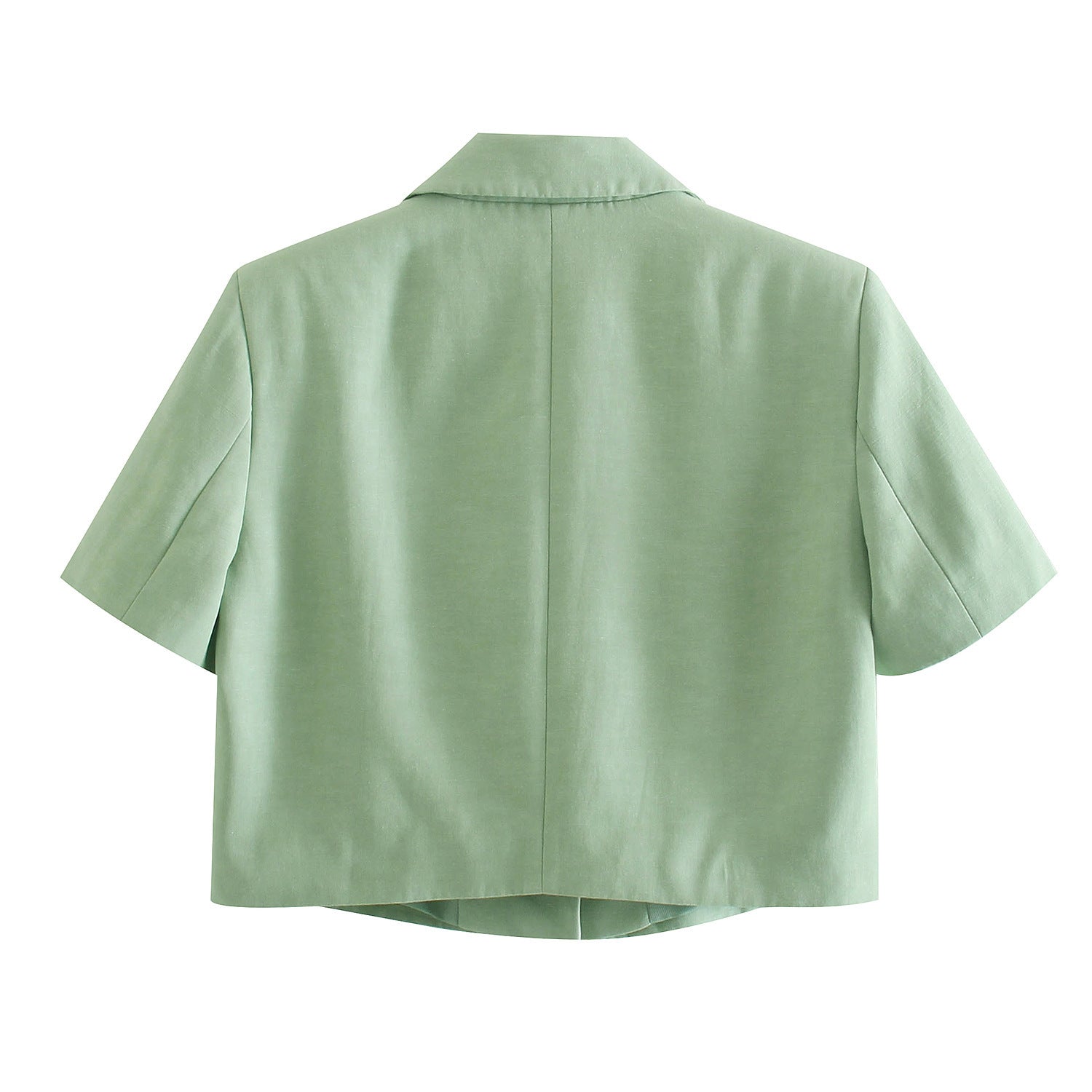 Sage Green Tailored Two-Piece Set – Cropped Blazer & High-Waist Shorts