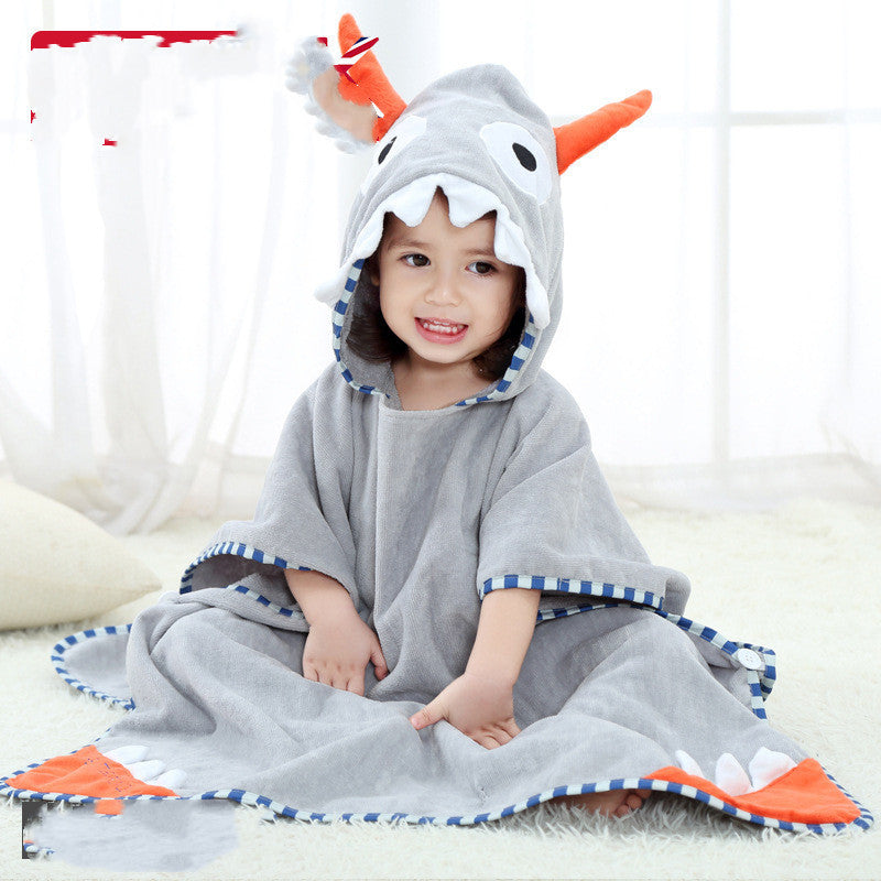 Kids' Hooded Beach Towel Poncho – Shark, Dinosaur & Unicorn Designs (Quick-Dry & Ultra Soft) - ExceLux.