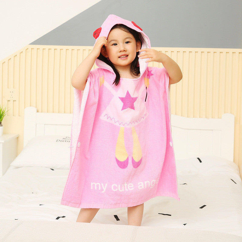 Kids' Hooded Beach Towel Poncho – Shark, Dinosaur & Unicorn Designs (Quick-Dry & Ultra Soft) - ExceLux.