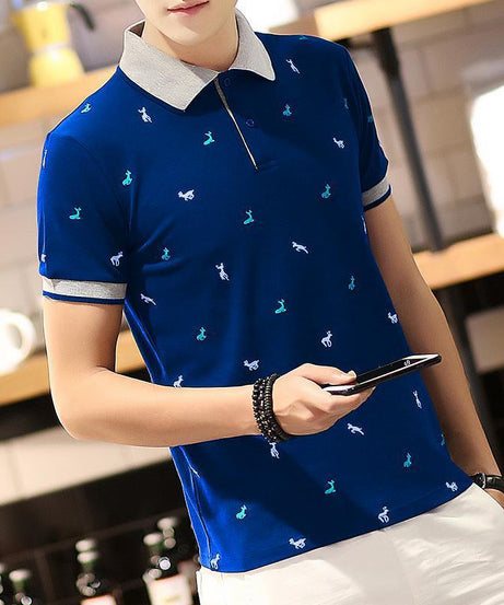 Men’s Casual Polo Shirt – Embroidered Pattern Slim Fit Polo