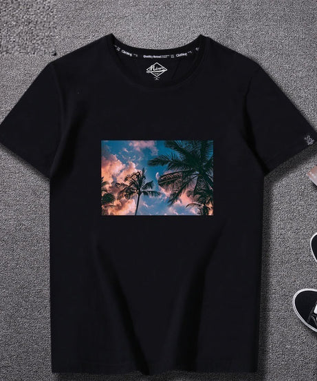 Men’s Graphic Print T-Shirt – Sunset & Urban Vibes Edition