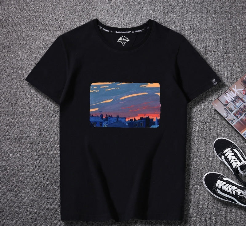 Men’s Graphic Print T-Shirt – Sunset & Urban Vibes Edition