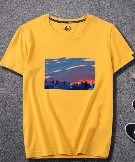 Men’s Graphic Print T-Shirt – Sunset & Urban Vibes Edition