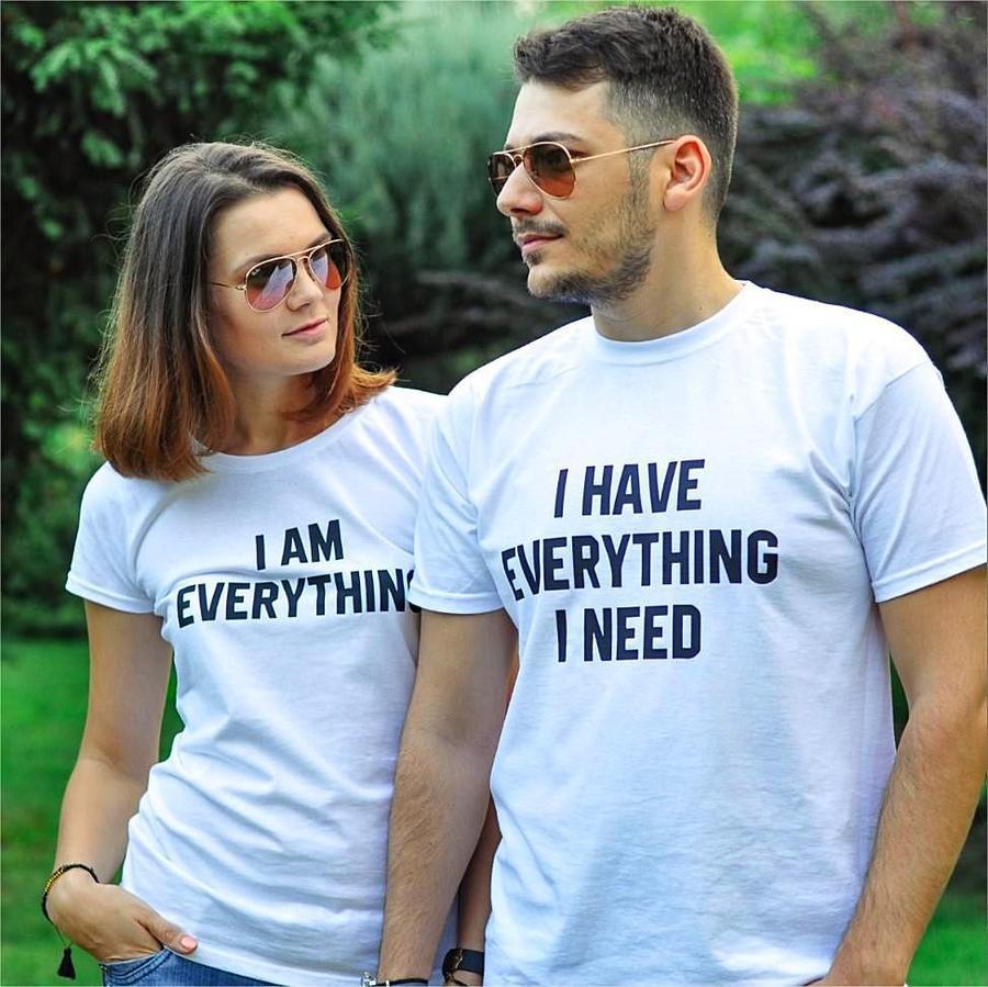 Couple T-Shirt | I Have Everything |  I Need Letter Print |  Short Sleeve