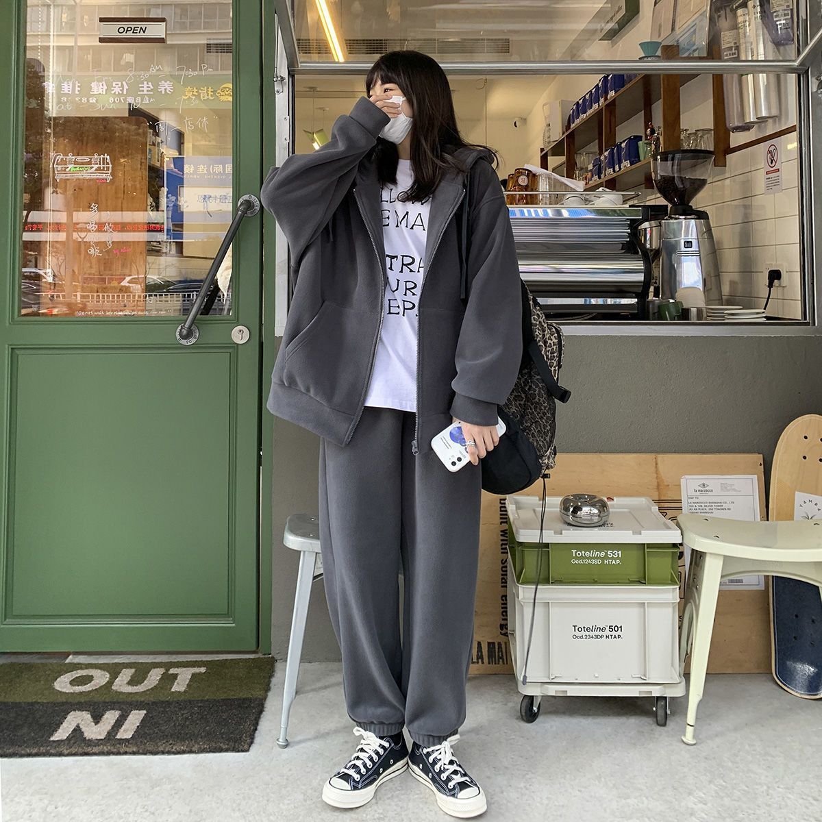 American Retro Hooded Zipper Sweatshirt Women