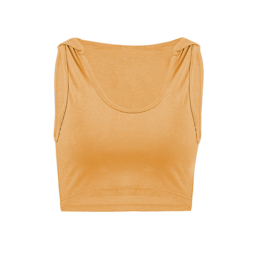 Women’s Sleeveless Hooded Crop Top – Sporty Ribbed Tank for Fitness, Beach, or Casual Wear