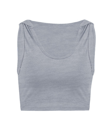 Women’s Sleeveless Hooded Crop Top – Sporty Ribbed Tank for Fitness, Beach, or Casual Wear