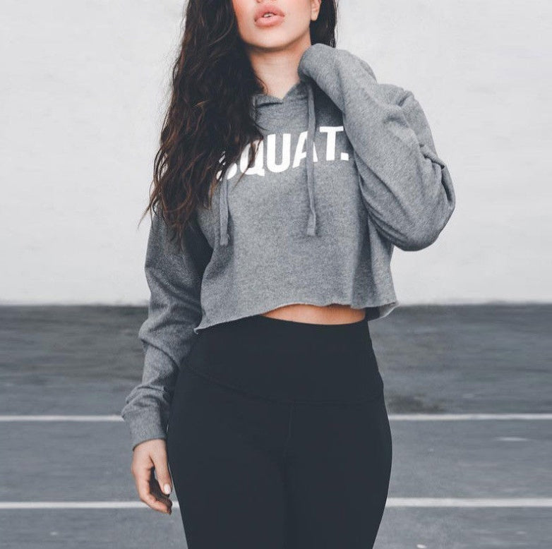 SQUAT. Cropped Gym Hoodie – Bold Statement Activewear