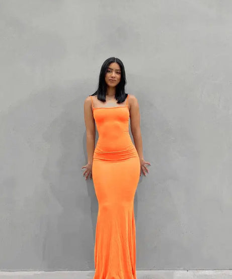 Pure Slim Peach Hip Suspender Long Fishtail Skirt | EXCELUX DRESSES