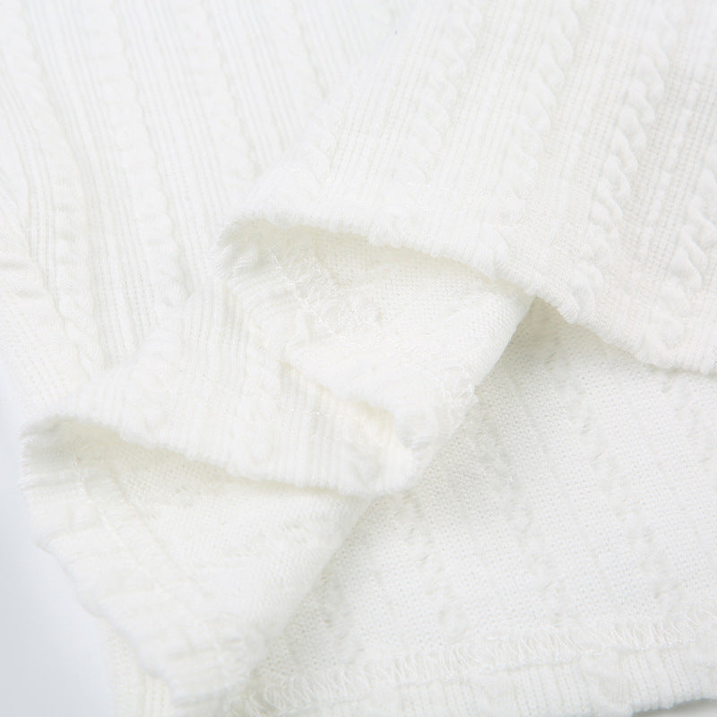 White Ribbed Knit Tube Top with Bow – Minimalist Sweetheart Style - ExceLux.