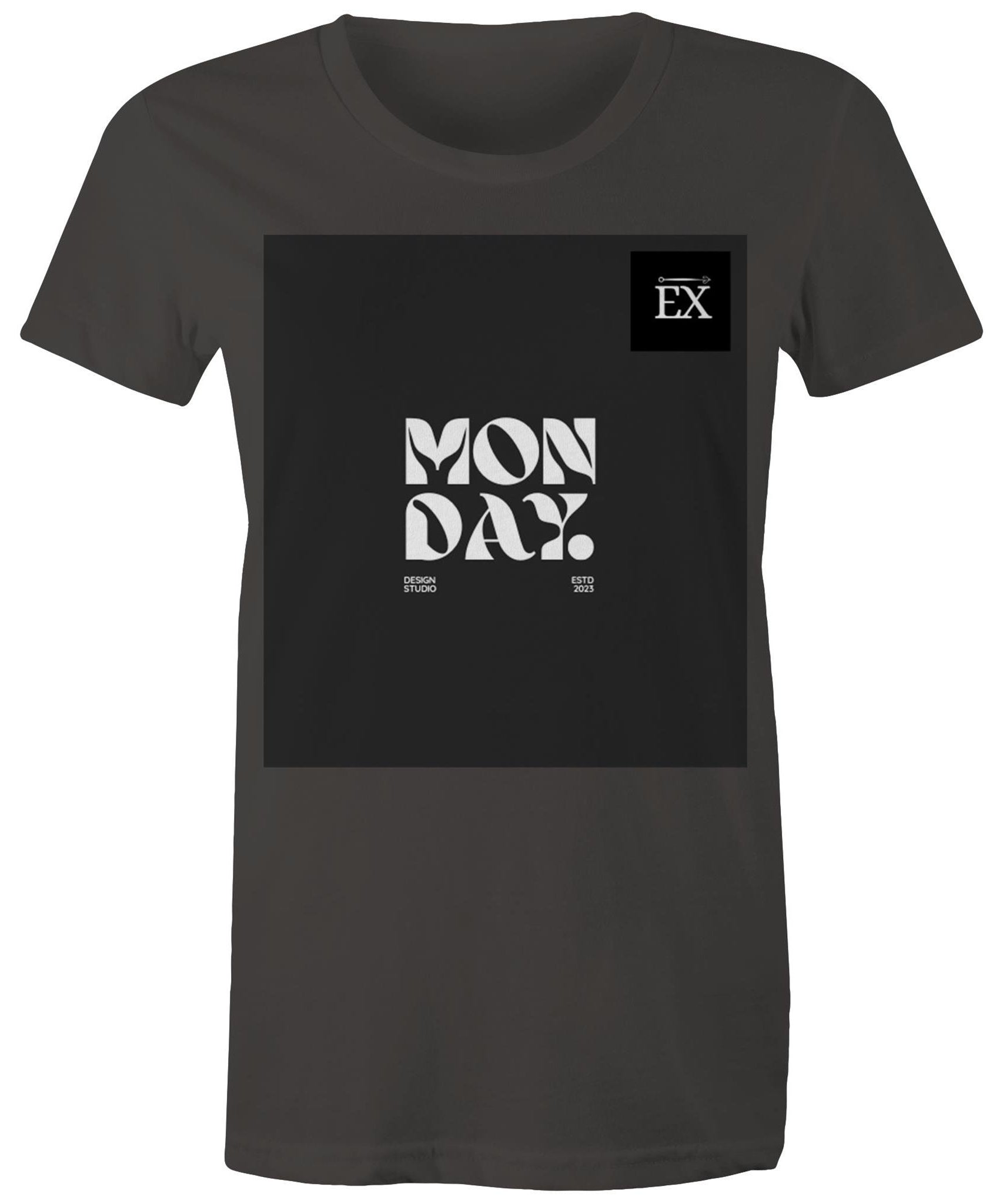 "MONDAY" - Graphic Printed Classic 100% Combed cotton ||AS Colour - Women's Maple Tee || ExceLux E-edition