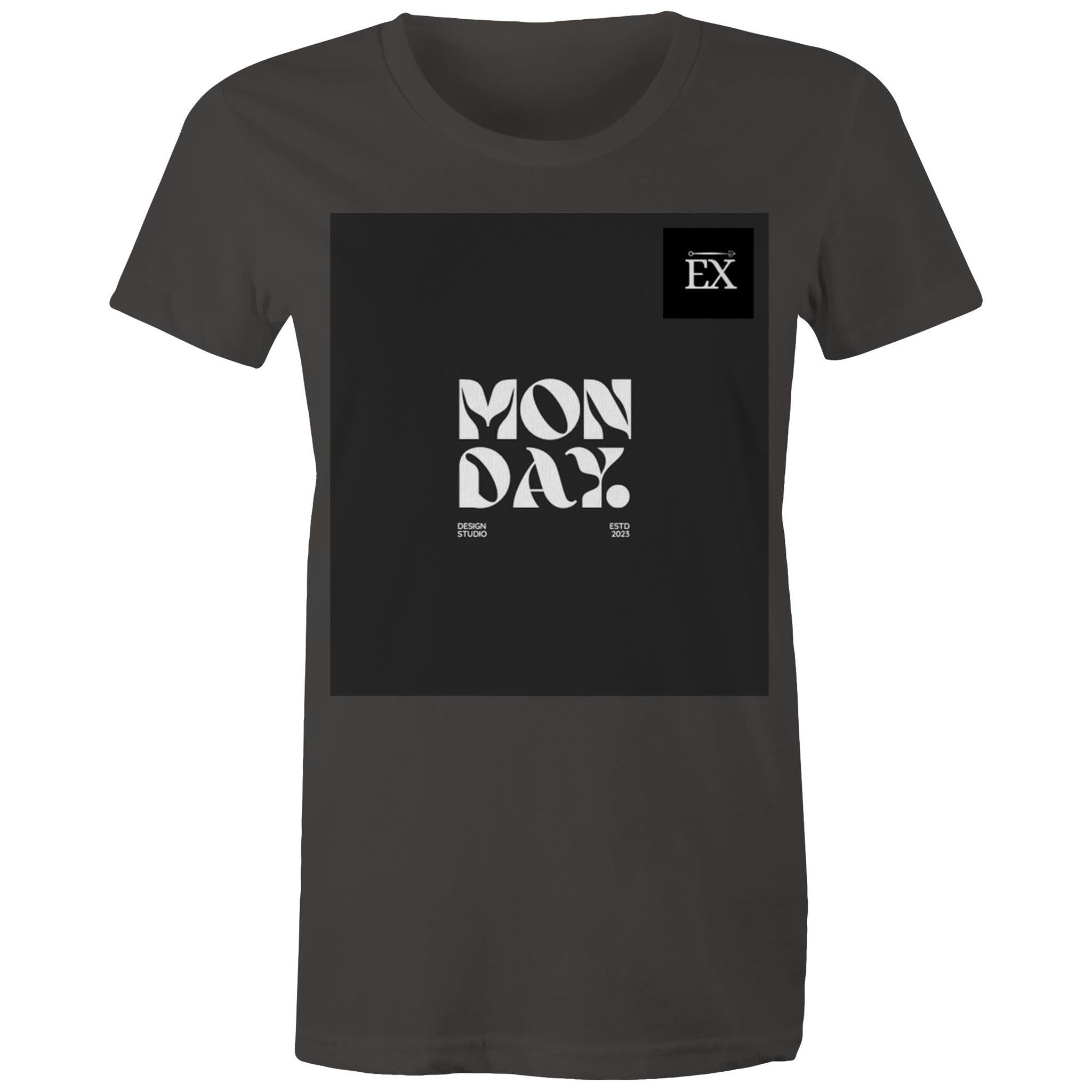 "MONDAY" - Graphic Printed Classic 100% Combed cotton ||AS Colour - Women's Maple Tee || ExceLux E-edition