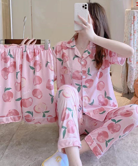 ExceLux's Pure Milk Silk fabrics || Floral Dream Korean-Style Australian Summer Pajama Set for Women