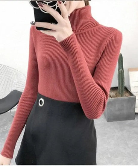 ExceLux - Classic Ribbed Knit Turtleneck – Soft Slim Fit Winter Sweater