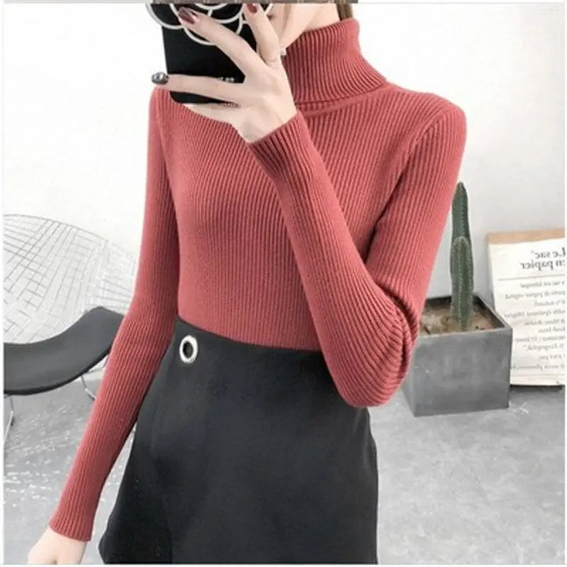 ExceLux - Classic Ribbed Knit Turtleneck – Soft Slim Fit Winter Sweater
