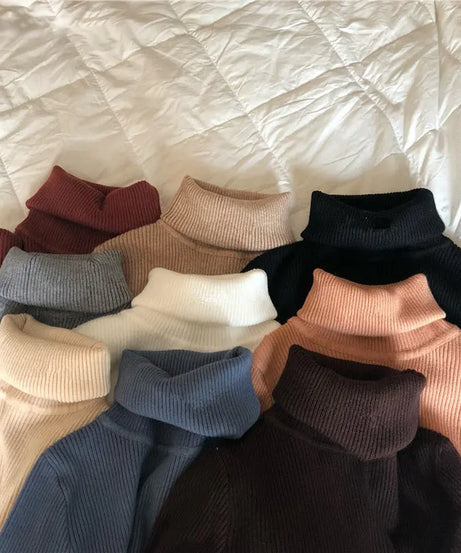 ExceLux - Classic Ribbed Knit Turtleneck – Soft Slim Fit Winter Sweater