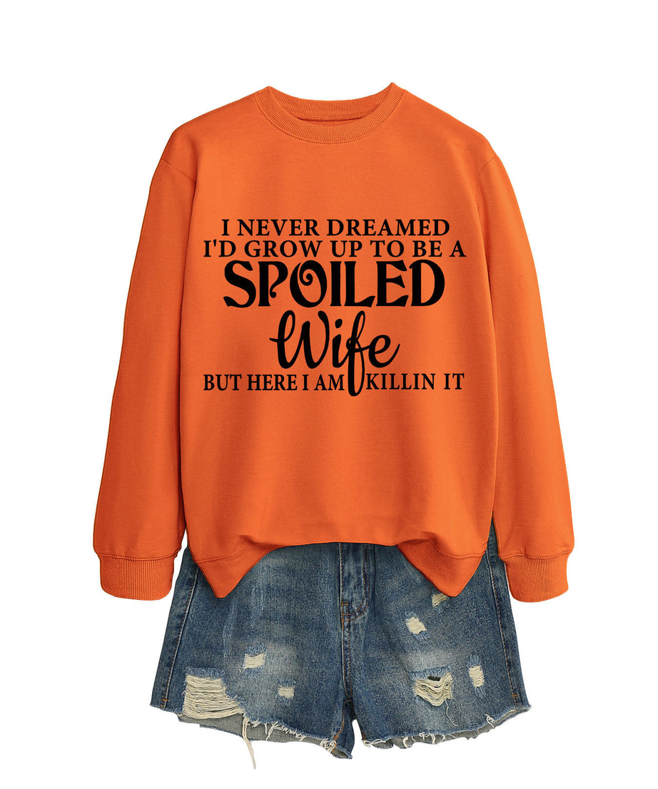 Casual Letters Printed Crew Neck Sweatshirt Women