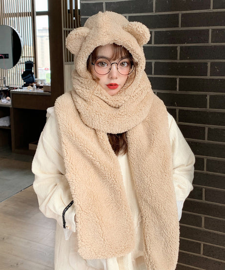 Cute winter plush scarf in autumn and winter